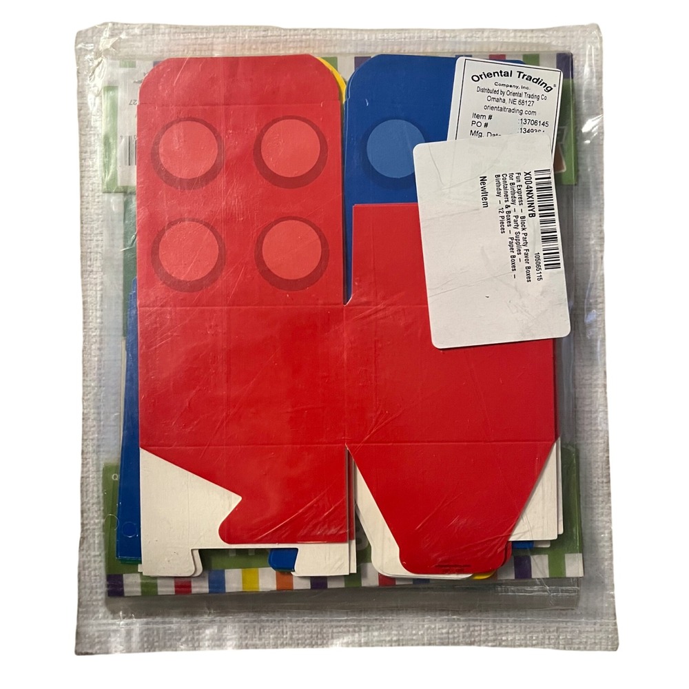 Oriental Trading Building Block Party Favor Boxes‎ Red Blue Yellow New